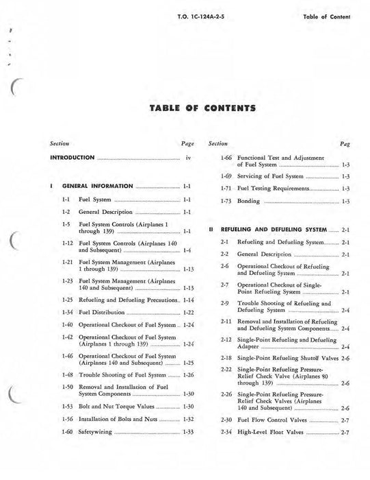 McDonnell Douglas C-124A And C-124C Maintenance Instructions Volume V Fuel System (1C-124A-2-5)