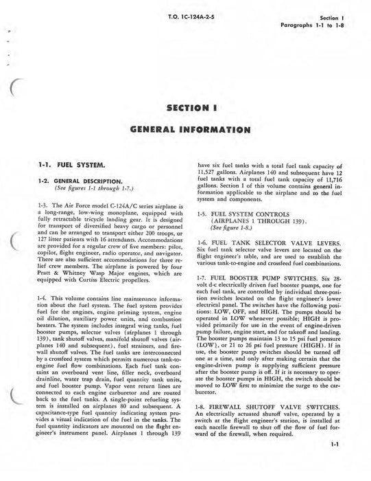 McDonnell Douglas C-124A And C-124C Maintenance Instructions Volume V Fuel System (1C-124A-2-5)