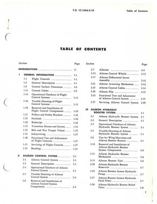 McDonnell Douglas C-124A And C-124C Maintenance Instructions Volume X Flight Controls (1C-124A-2-10)