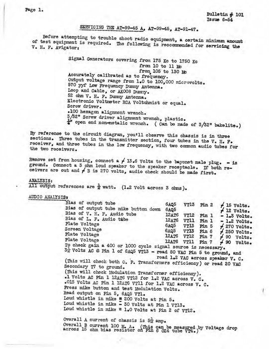 Avigators AT-99-45A,45 & AT-91-47 1954 Maintenance Instructions (AYAT9945A-54-MC)