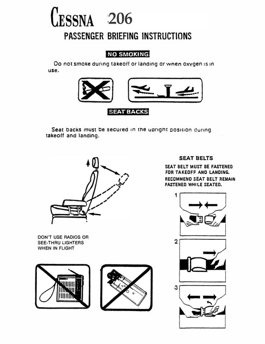 Cessna 206 Passenger Briefing Cards (206BC)