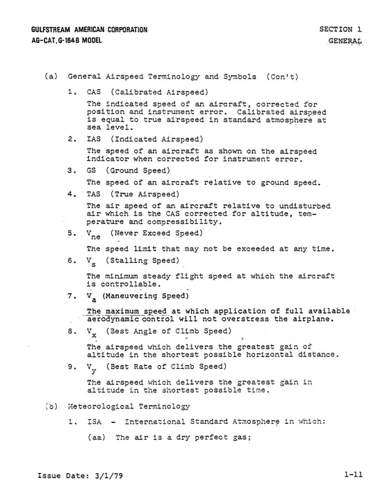 Grumman Ag Cat G-164B Pilots Operating Handbook