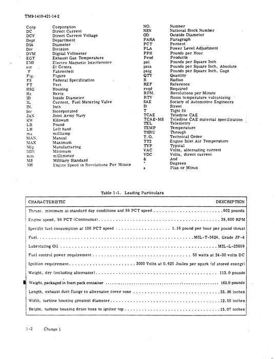 Continental J402-CA-700 Turbo Jet Engine Intermediate Maintenance Instructions (9-1410-421-14-2)