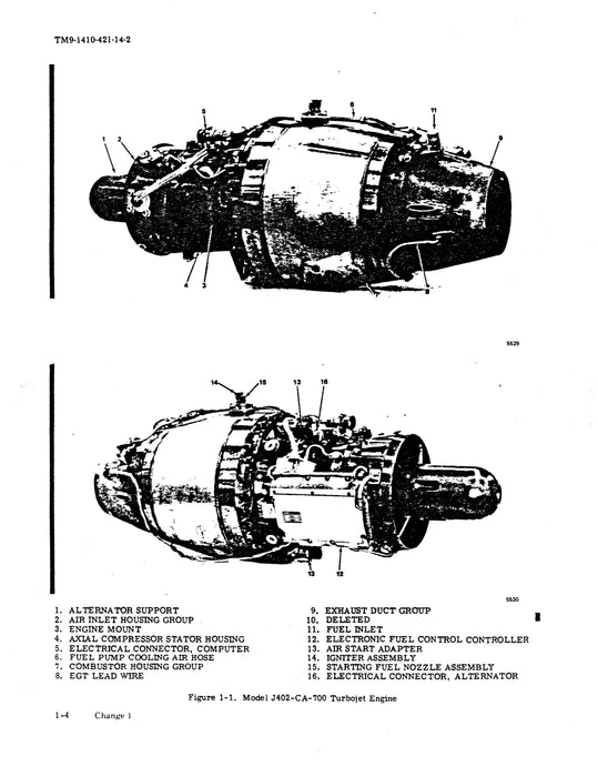 Continental J402-CA-700 Turbo Jet Engine Intermediate Maintenance Instructions (9-1410-421-14-2)