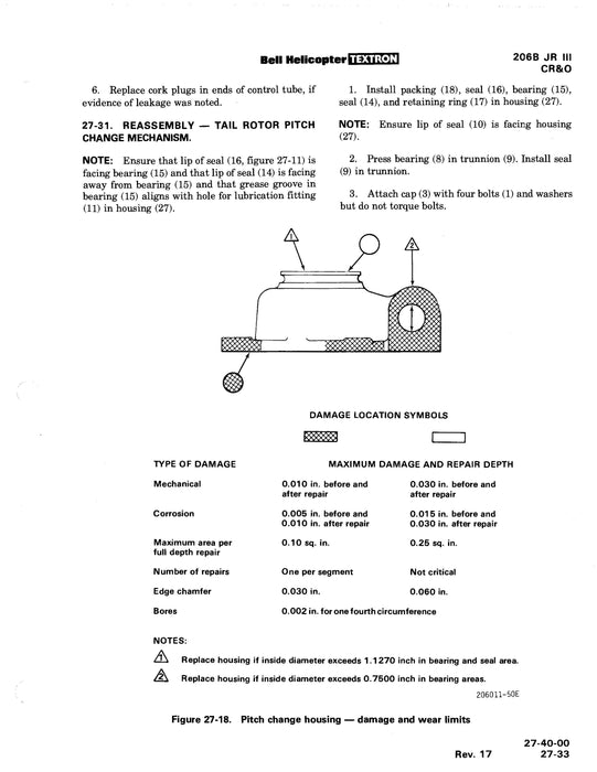 Bell Helicopter 206B 1977 Component Repair and Overhaul Manual