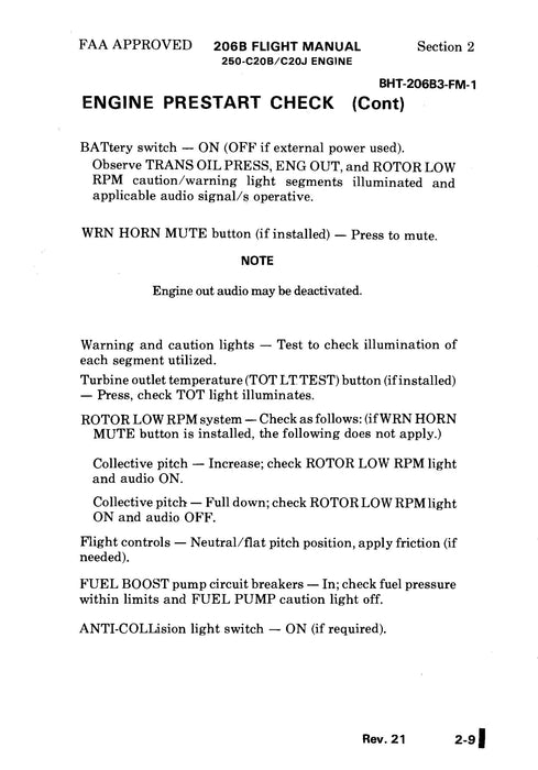 Bell Helicopter 206B Bell Jet Ranger IIl Flight Manual