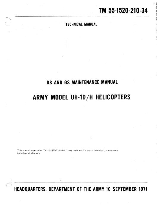 Bell Helicopter UH-1D,H 1971 DS and GS Maintenance Manual TM 55-1520-210-34