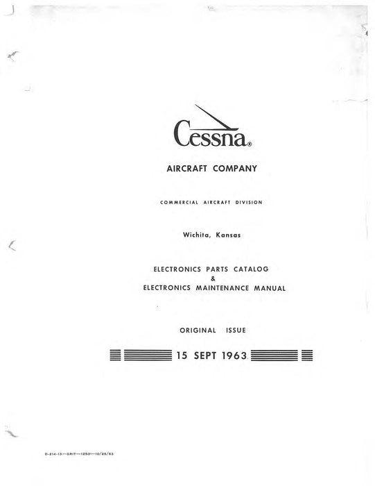 Cessna Electronics Maintenance, Parts Manual D214-13 1963