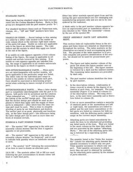 Cessna Electronics Maintenance, Parts Manual D214-13 1963