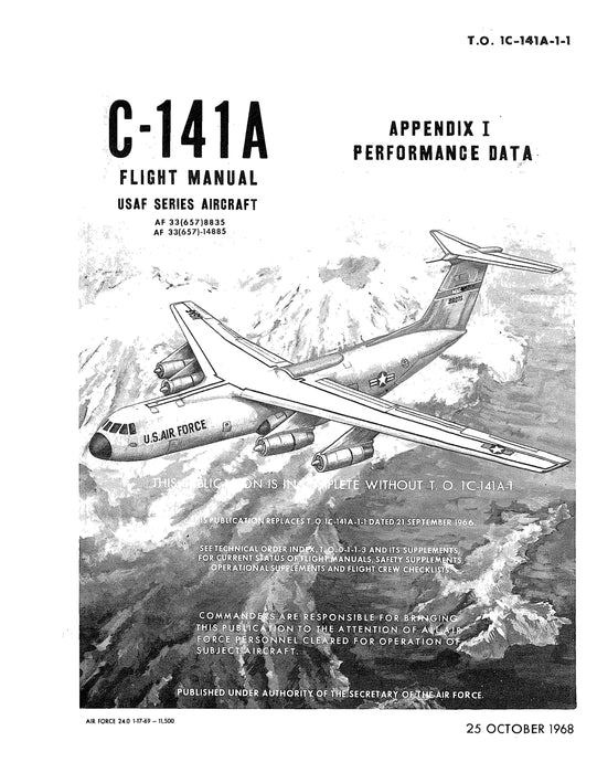 Lockheed C-141A 1968 Flight Manual Appendix I Performance Data (1C-141A-1-1)