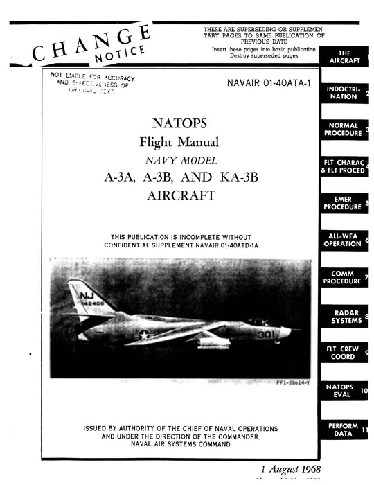 McDonnell Douglas A-3A, A-3B & KA-3B 1968 Flight Manual (01-40ATA-1)