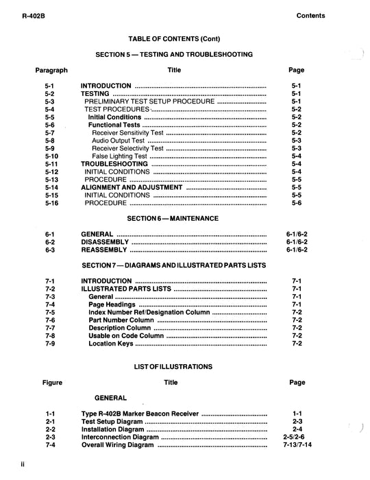 Cessna 400 Marker Beacon R-402B Maintenance & Parts Manual 7010437