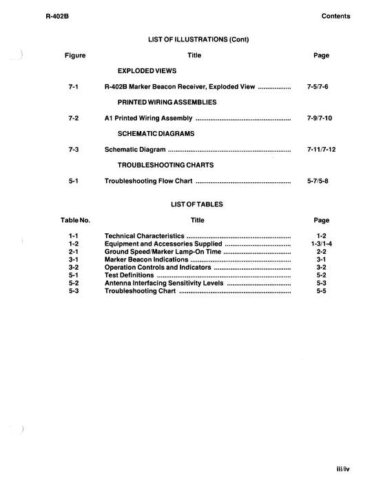 Cessna 400 Marker Beacon R-402B Maintenance & Parts Manual 7010437