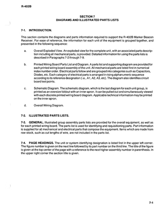 Cessna 400 Marker Beacon R-402B Maintenance & Parts Manual 7010437