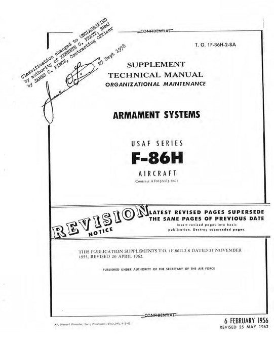 North American F-86H 1956 Organizational Maintenance Manual Armament Systems(1F-86H-2-8A)