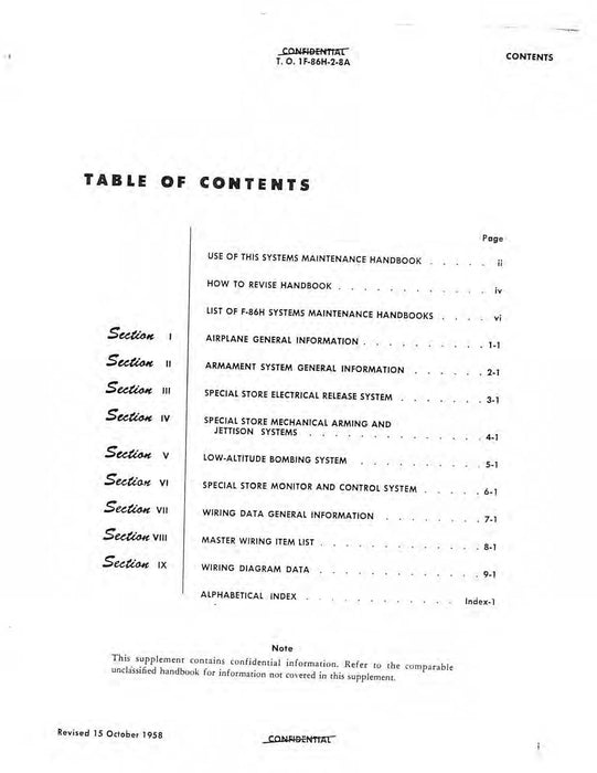 North American F-86H 1956 Organizational Maintenance Manual Armament Systems(1F-86H-2-8A)