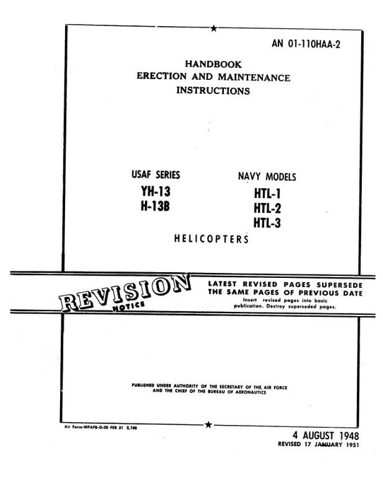 Bell Helicopter YH-13, H-13B, HLT-1,-2,-3 Erection & Maintenance Instructions