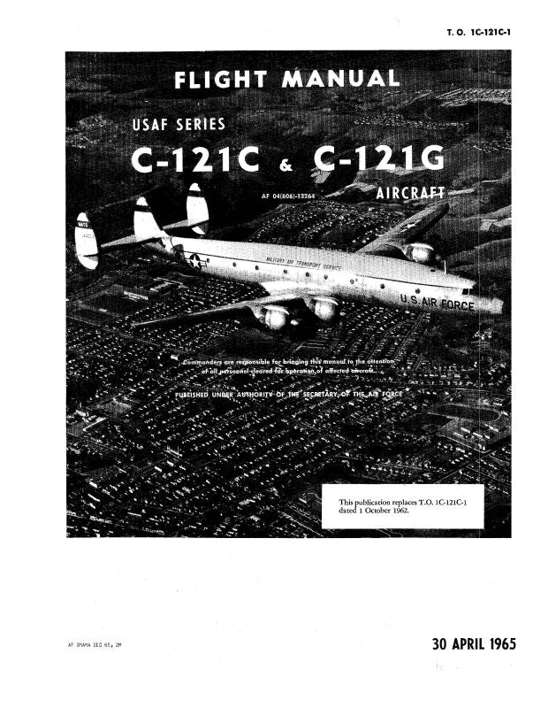 Lockheed C-121C, G USAF Series 1965 Flight Manual (1C-121C-1) — Essco ...