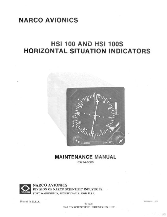 Narco HSI 100 & HSI 100S Maintenance Manual (03214-0600) — Essco Aircraft