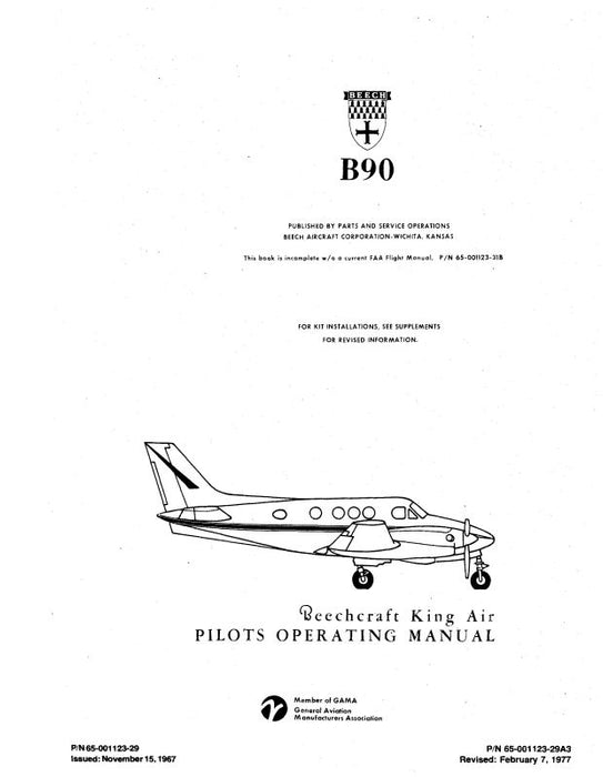 Beech B90 King Air Pilot's Operating Handbook (65-001123-29)