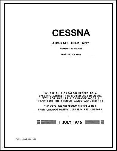 Cessna 172, F172 1975-77 Illustrated Parts Catalog — Essco Aircraft