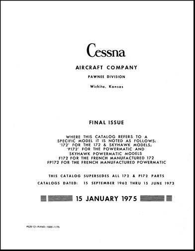 Cessna 172 & P172 1963-74 Parts Catalog — Essco Aircraft