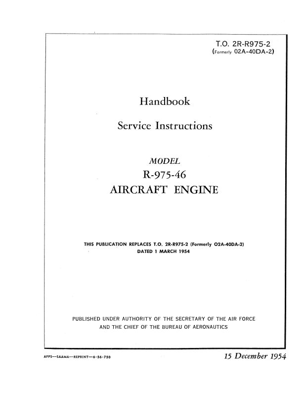 Continental R-975-46 1954 Maintenance Manual (2R-R975-2) — Essco Aircraft