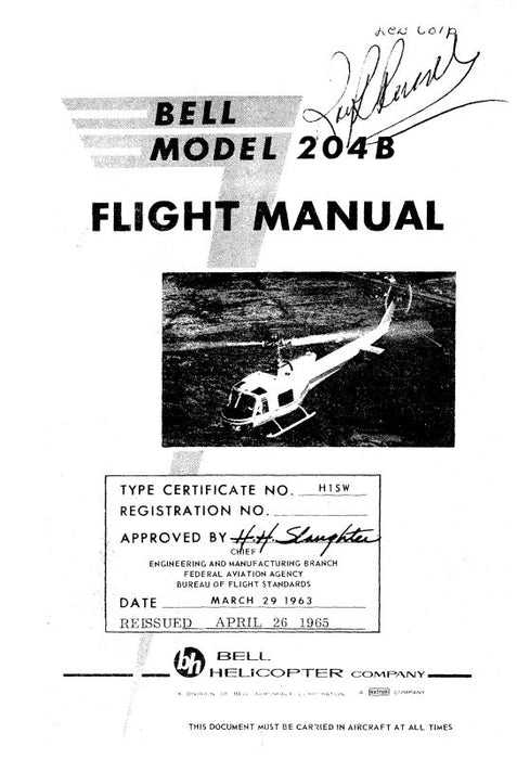 Bell Helicopter 204B Flight Manual