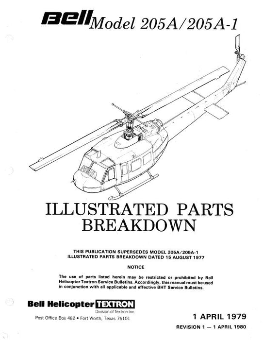 Bell Helicopter 205A-A-1 Illustrated Parts Breakdown