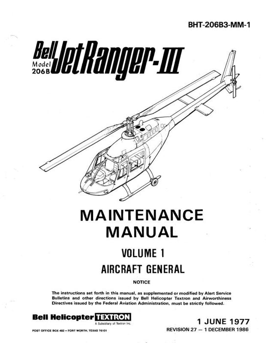 Bell Helicopter 206B 1977 Maintenance Manual