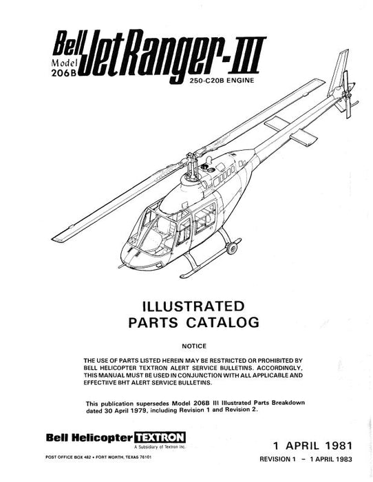 Bell Helicopter 206B 1981 Illustrated Parts Catalog