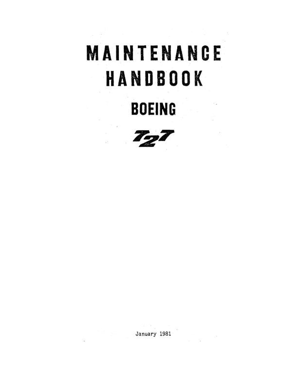 Boeing 727 Boeing Maintenance Manual (BO727-M-C) — Essco Aircraft