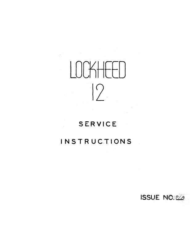 Lockheed Lockheed 12 Service Instructions — Essco Aircraft