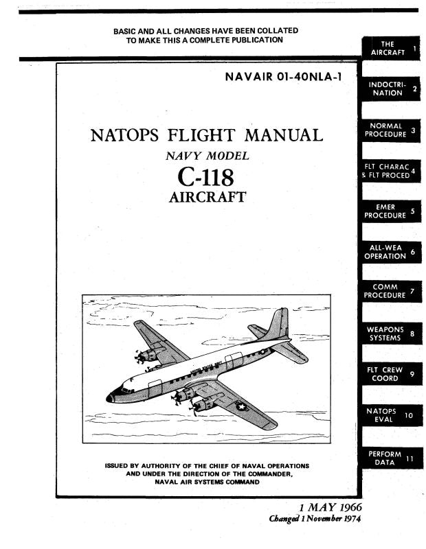 McDonnell Douglas C-118 Navy 1966 Flight Manual (01-40NLA-1) — Essco ...