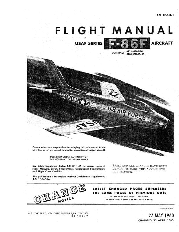 North American F-86F 1960 Flight Manual (1F-86F-1) — Essco Aircraft